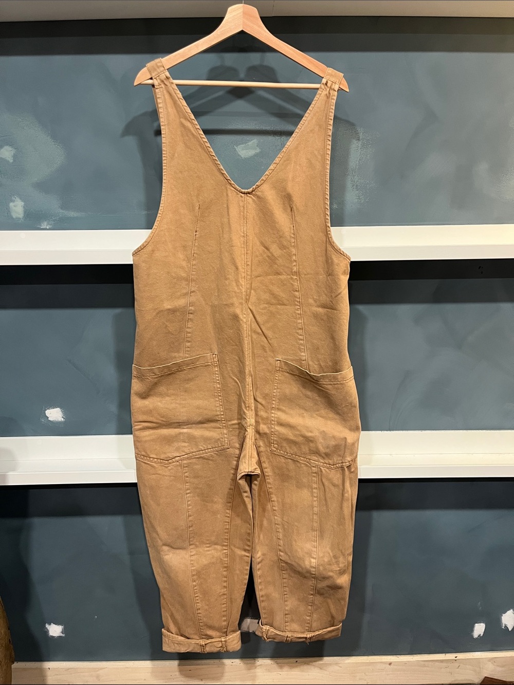 We The Free Tan Utility Denim Overalls